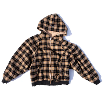 Plaid Shearling Hoodie